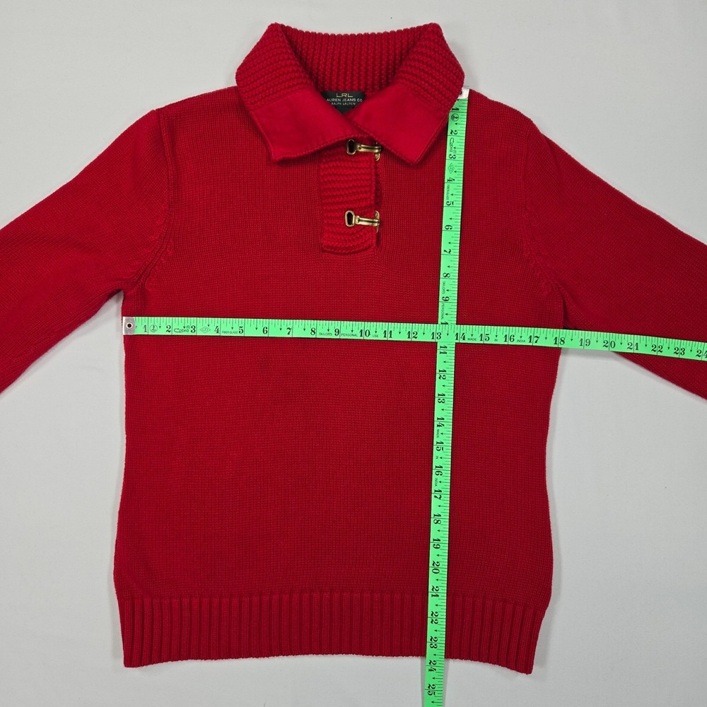 LRL Lauren Jeans Co Ralph Lauren Women's Red Cotton Sweater M Nautical - Picture 9 of 10